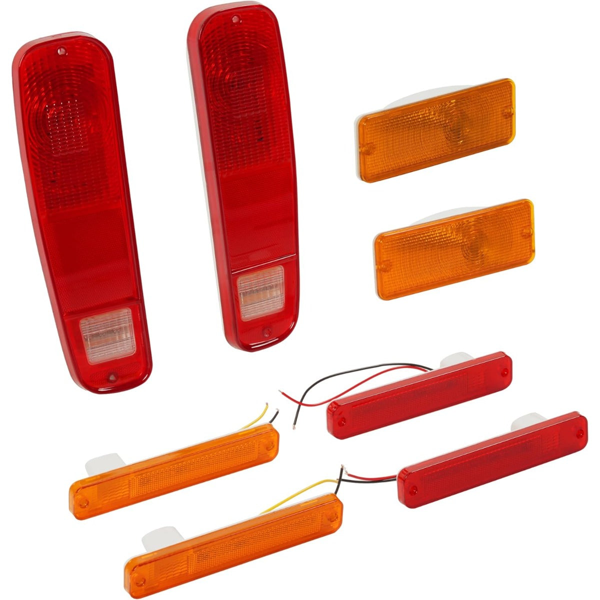 HECASA 8PCS Tail Lights & Front Parking Lights & Side Markers Kit Compatible with 1973-1977 Ford Pickup Red+Amber Lens