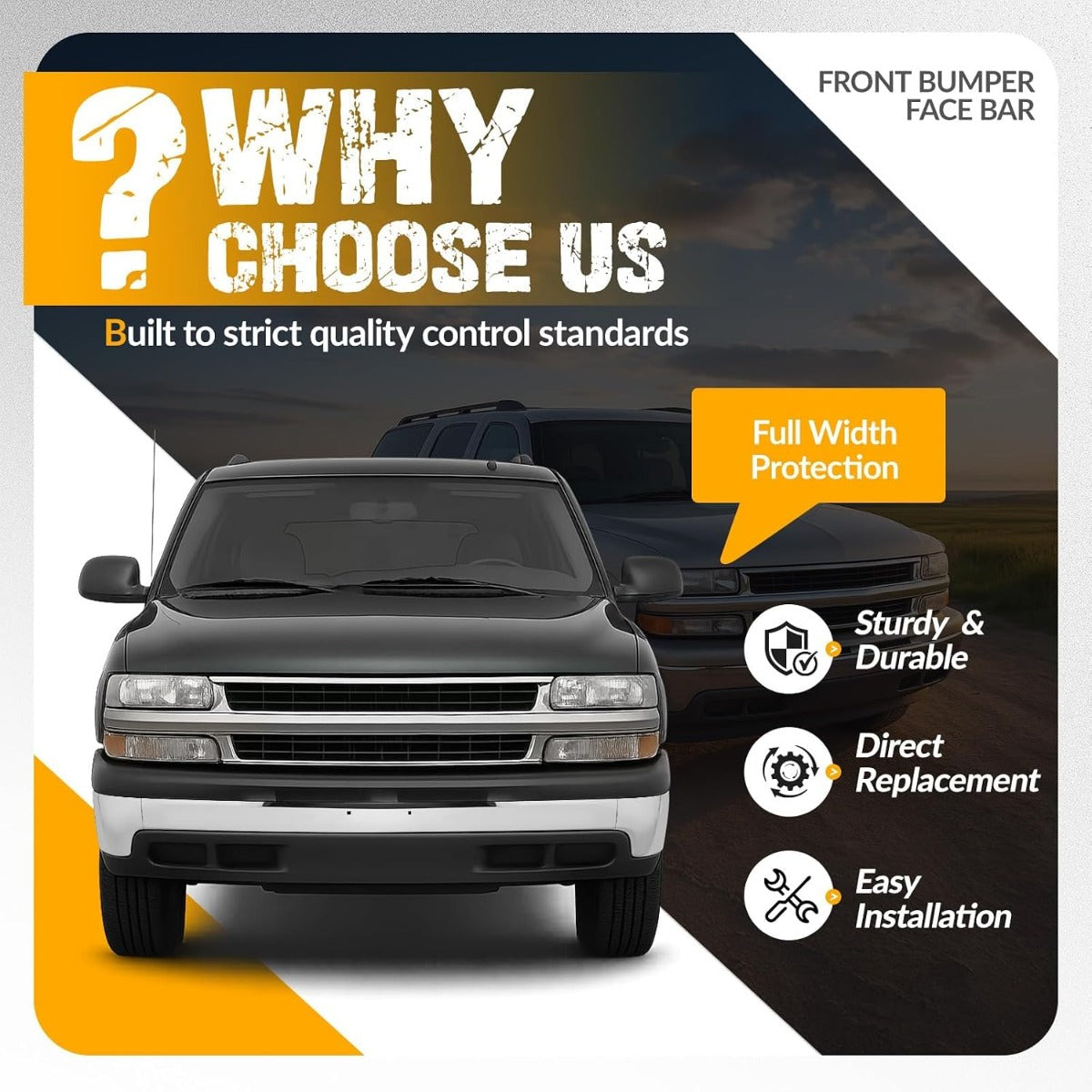 KUAFU Bumper Cover Split Design in 3Pcs Compatible with 00-06 Chevrolet