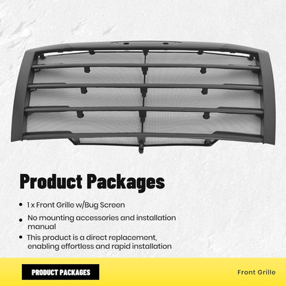 Front Grille Compatible with 2018-2024 Freightliner Cascadia Grill w/Bug Screen Matte Black