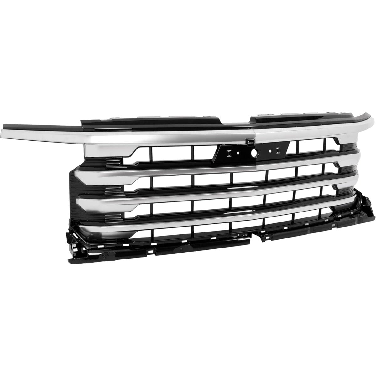 Front Grill Compatible with 2022-2024 Chevrolet Silverado 1500 High Country Front Bumper Grille Plastic(ABS) Painted+Chrome Black+Silvery Replacement for 84884906 85516948