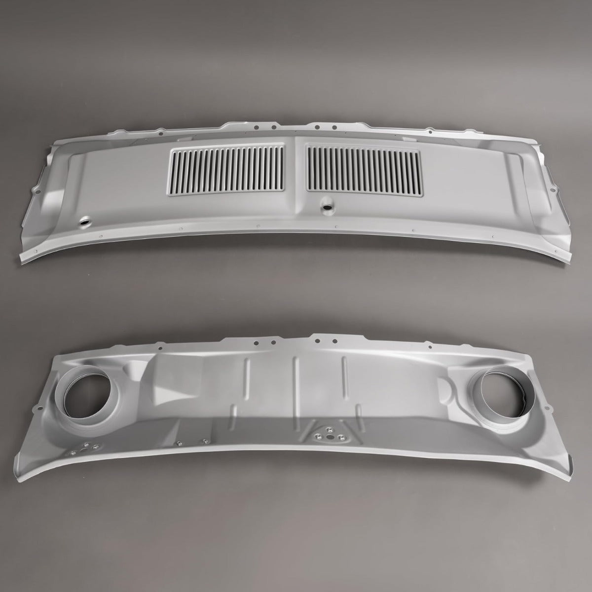 Windshield Wiper Cowl Panel Set (Upper+Lower) Compatible with 1967 1968 Ford Mustang - 2 Pcs Steel Air Inlet Cover Cowl Vent Grille Powder Coated Gray