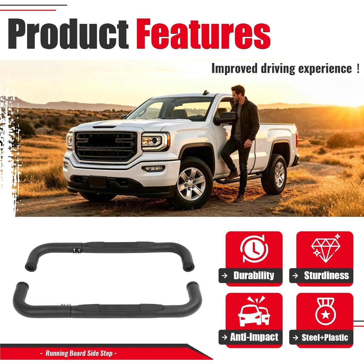 Running Board Step Compatible with 1999-2018 Silverado