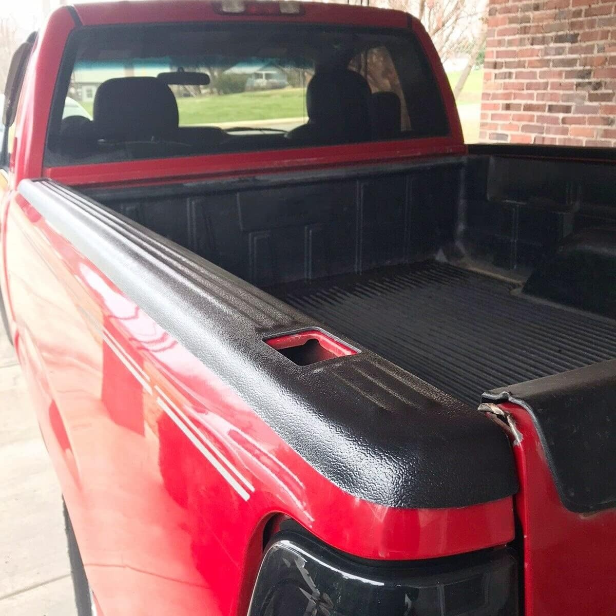 Truck Bed Rail Caps W/Holes Compatible with 1999-2006 Chevrolet Silverado & GMC Sierra 1500 2500 3500 (Classic only) W/Stake Holes 6'6 Inches Bed Black Ribbed Finish (Set of 2)