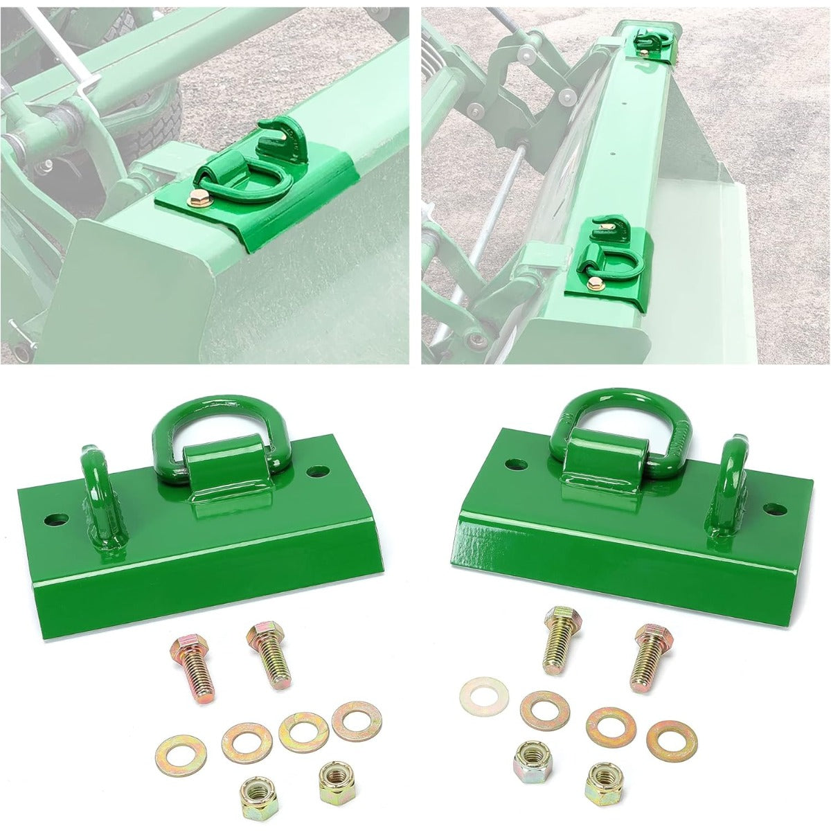 Grab Hooks Tractor Bucket Hook Compatible with John Deere 1025R 2032R 3320 2520 Tractor Bucket Hooks Bolt on D Rings Green