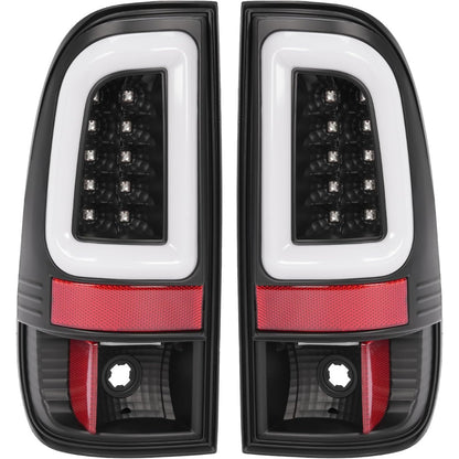 KUAFU Tail Light Pair Compatible with 2008-2016 Ford F-250 F-350 F-450 F-550 Super Duty Rear Lamp L&R W/LED Tube Bar W/O Halogens Bulbs (Clear Lens+Black Housing) Replacement for 7C3Z13404A 7C3Z13405A