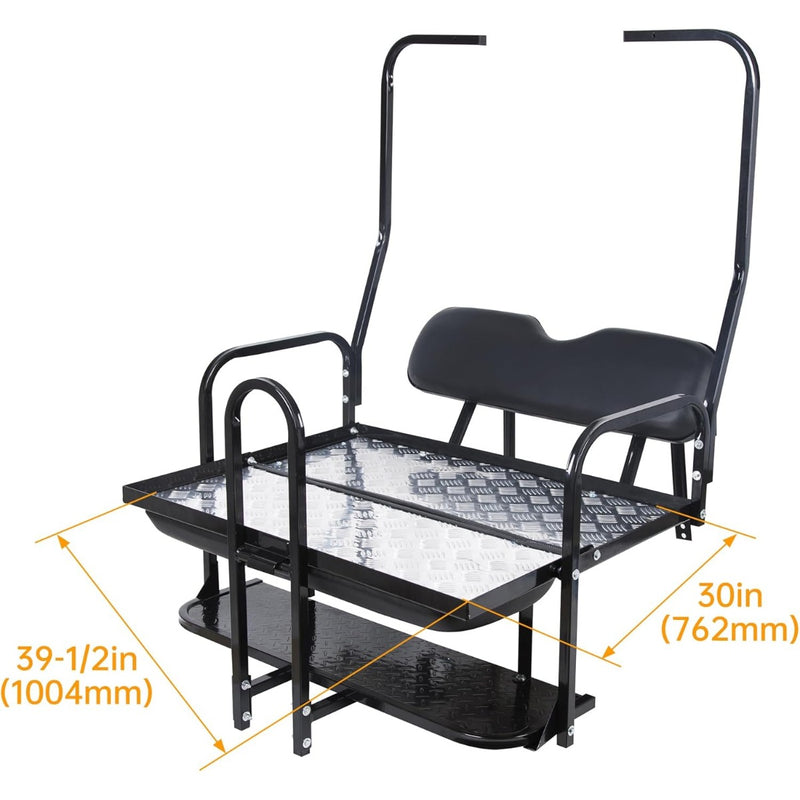 KUAFU Black Rear Flip Back Seat Compatible with 1982-2000.5 Club Car DS Model Golf Cart 1102 LBS Weight Capacity Heavy Duty Steel Frame Flip Folding Rear Back Seat Kit LYA-100