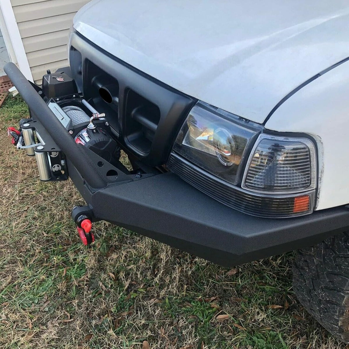 Kojem Front & Rear Bumper Compatible with 1998-2011 Ford Ranger w/Winch Plate D-Rings Powder Coated Steel