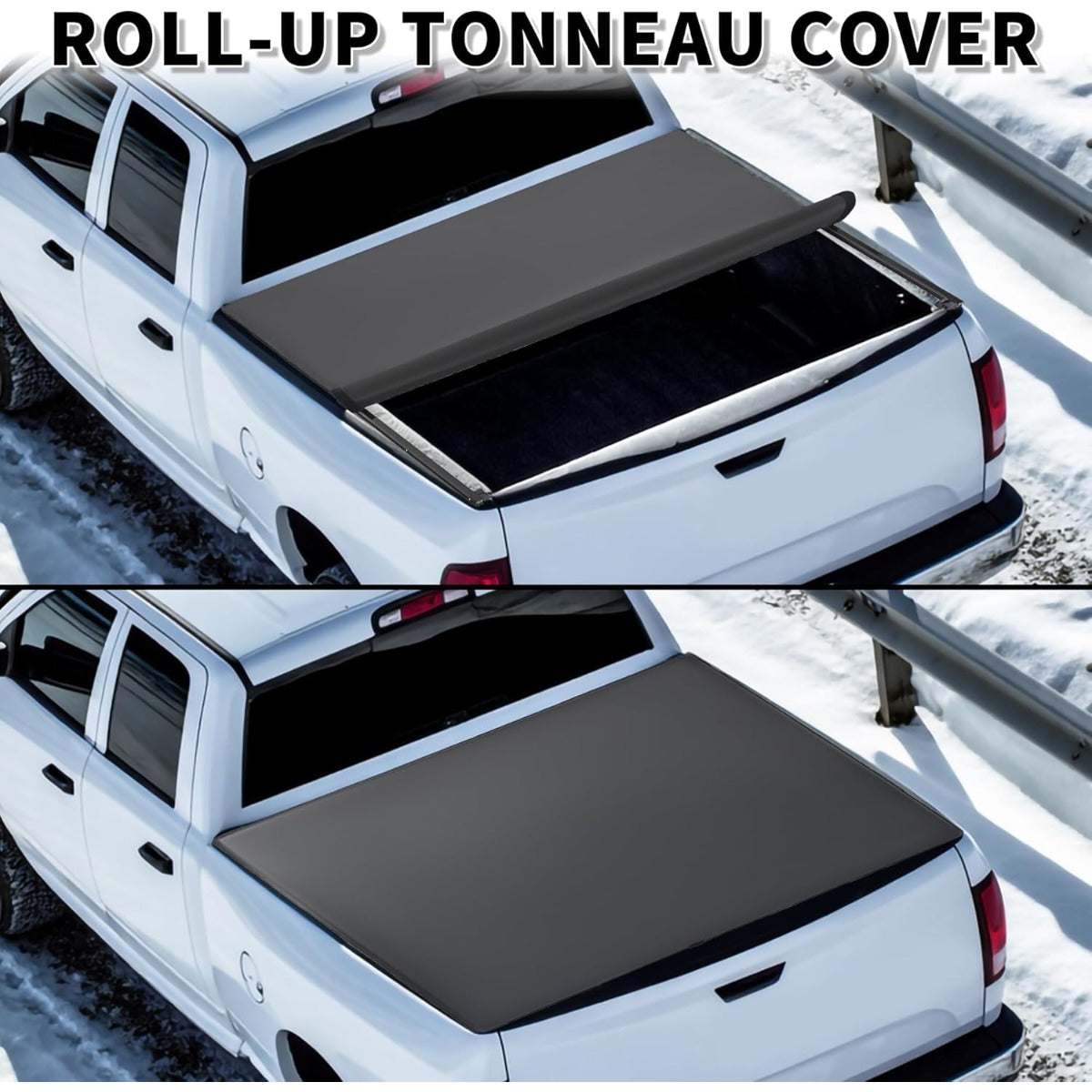 Soft Roll-Up 6.5ft Tonneau Cover Compatible with 1994-2002 Dodge Ram 1500 2500 3500 with 6.5' Bed Truck Fits Fleetside Styleside Models Only Trunk Bed Cover Black Powder Coated
