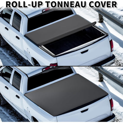 Soft Roll-Up 6.5ft Tonneau Cover Compatible with 1994-2002 Dodge Ram 1500 2500 3500 with 6.5' Bed Truck Fits Fleetside Styleside Models Only Trunk Bed Cover Black Powder Coated