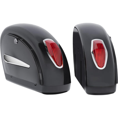 Motorcycle Saddlebags W/Lock & Lights 36L Pair for  Honda Yamaha Harley Sporster Softail Suzuki Kawasaki vulcan Universal Hard Saddle Bags Trunk Luggage w/Mounting Brackets Black