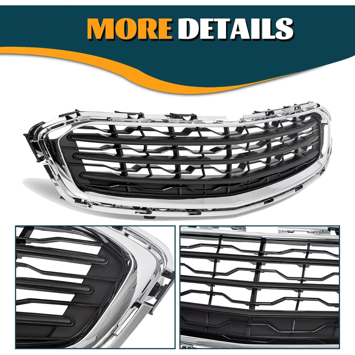 Bumper Center Grille Compatible with 2015 Chevy Cruze 2016 Chevrolet Cruze Limited Front Center Grill Replacement for GM1200728 95405770 Black with Chrome Molding