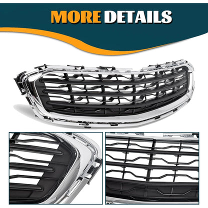 Bumper Center Grille Compatible with 2015 Chevy Cruze 2016 Chevrolet Cruze Limited Front Center Grill Replacement for GM1200728 95405770 Black with Chrome Molding