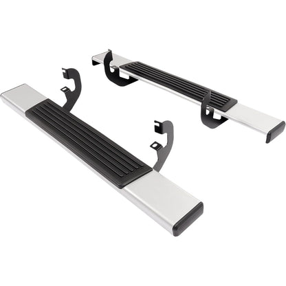 Running Board Side Step Compatible with 2019-2025 Chevrolet Chevy Silverado 1500 2500 HD 3500 HD & GMC Sierra 1500 2500 HD 3500 HD Regular Cab 6" Step Bars 450LBS Silvery Black