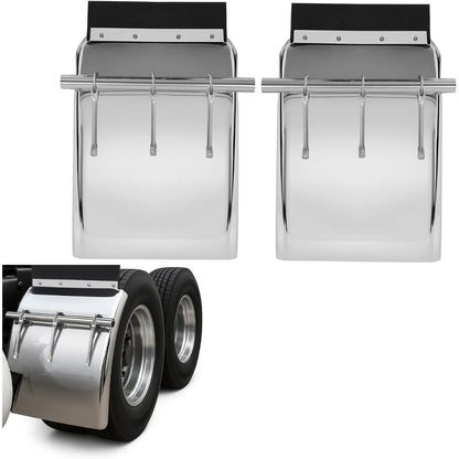 27" x 24" Quarter Fenders for Semi Trucks,for Freightliner Peterbilt Kenworth Volvo Mack, 304 Stainless Steel Mirror-Finished Fenders Right & Left