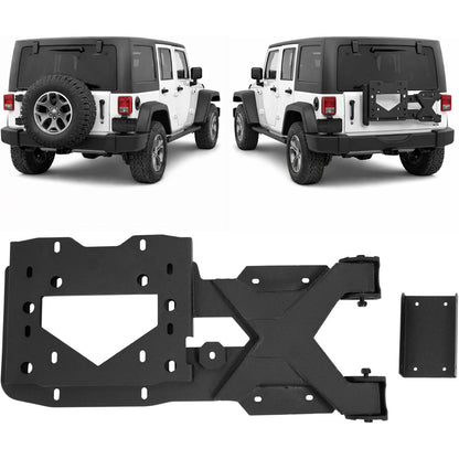 Spare Tire Carrier Up to 37 inches Spare Wheel Compatible with 2007-2018 Jeep Wrangler JK Steel Powder Coated Black