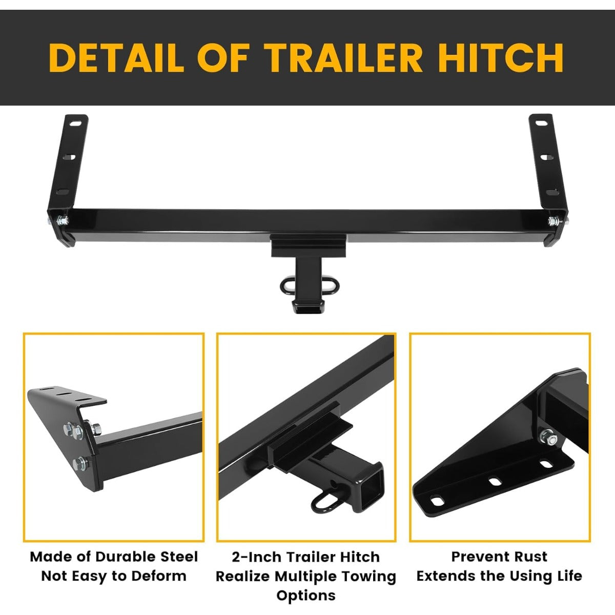 Class 3 Trailer Hitch Compatible with 2015-2023 Jeep Renegade Black Towing Hitch 2-Inch Receiver