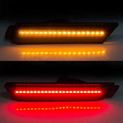 HECASA LED Side Marker Light Compatible with 2010-2015 Chevy Chevrolet Camaro Front Rear Bumper Lamps Full Side Marker Lamps Reflectors 4Pcs Amber/Red LED Smoked Lens