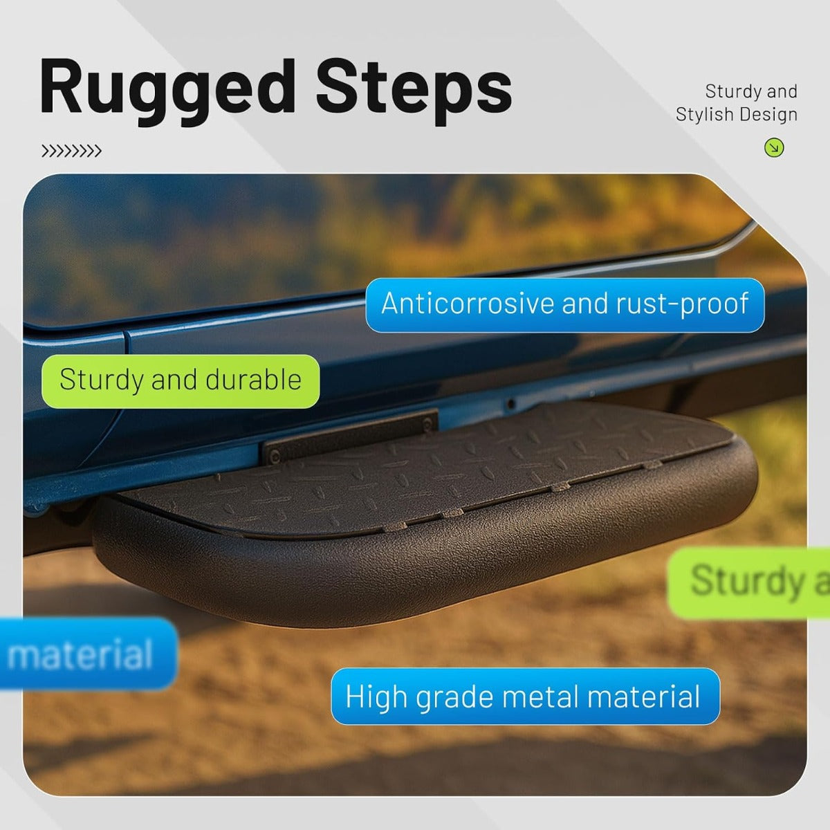 Rugged Steps Compatible with 2007-2018 Jeep Wrangler JK