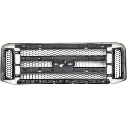 Front Grille Compatible with 2005-2007 Ford F250 F350 F450 F550 Super Duty Excursion Upper Bumper Hood Grill Painted Black Replacement for FO1200457 5C3Z8200BAA