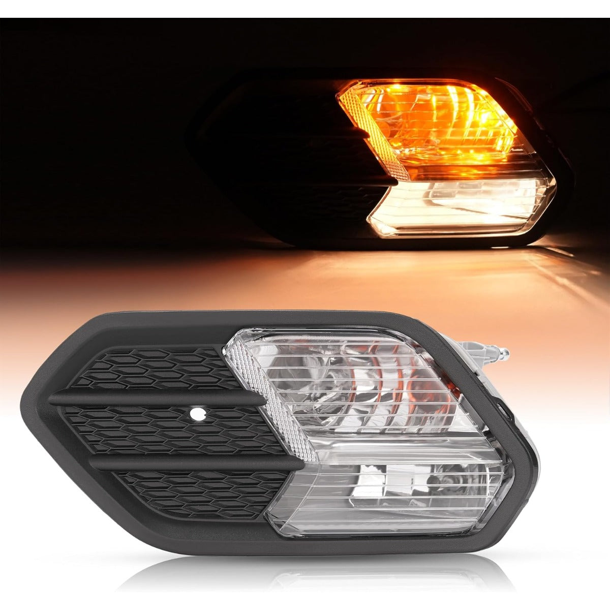 HECASA Left Fog Light&Bezel Compatible with 2017-2019 Ford Escape/Kuga Fog Lamp Front Bumper Light Lamp Replacement for FO2520194 FO1038164 Black Cover Trim Driver Side Clear Lens