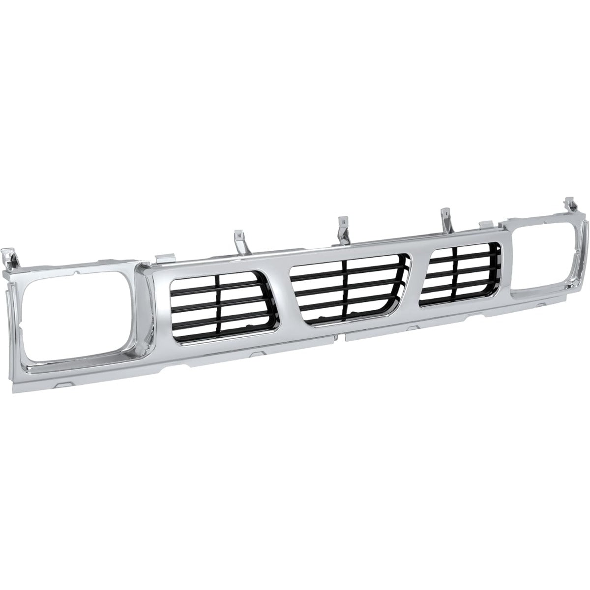 Front Grille Compatible with 1994 Nissan D21 XE 1993 1994 Nissan D21 Base SE 1995-1997 Nissan Pickup Base SE XE Replacement for 6231055G10 NI1200116 Chrome Bumper Grill Plastic(ABS) Silvery