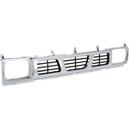 Front Grille Compatible with 1994 Nissan D21 XE 1993 1994 Nissan D21 Base SE 1995-1997 Nissan Pickup Base SE XE Replacement for 6231055G10 NI1200116 Chrome Bumper Grill Plastic(ABS) Silvery