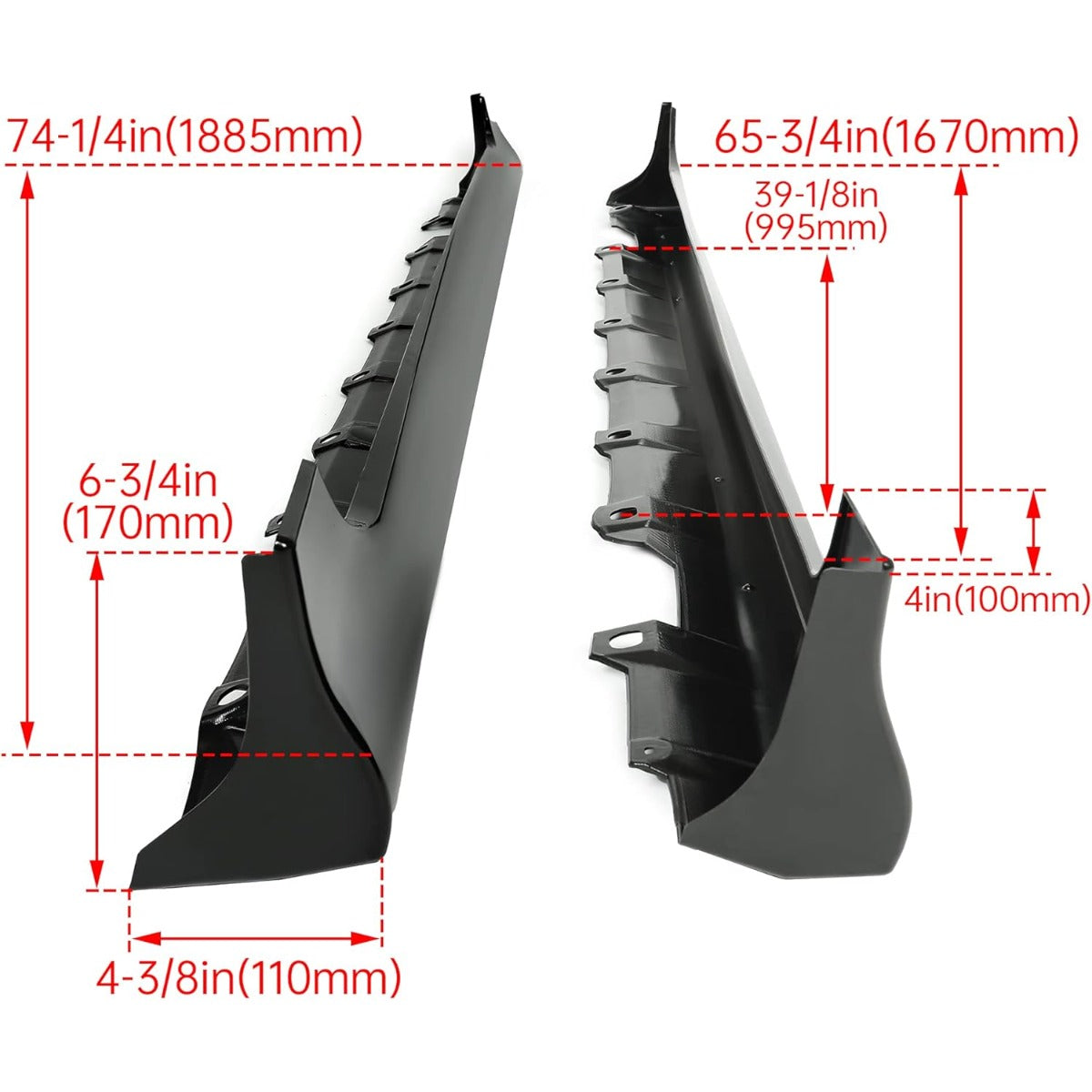 Side Skirt Extensions Replacement Compatible with 2003-2008 Toyota Corolla Rocker Panels Guard Body Kit Black Plastic (Pair)