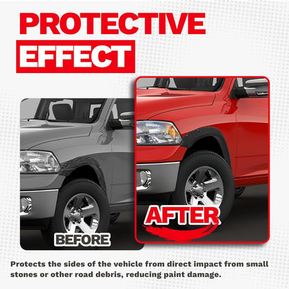 Fender Flares Compatible with 2009-2010 Dodge Ram 1500/2011-2018 Ram 1500/2019-2023 Ram 1500 Classic Fleetside, Truck Wheel Flares Wheel Cover Textured Black Rivet Style 4Pcs LYAP-247
