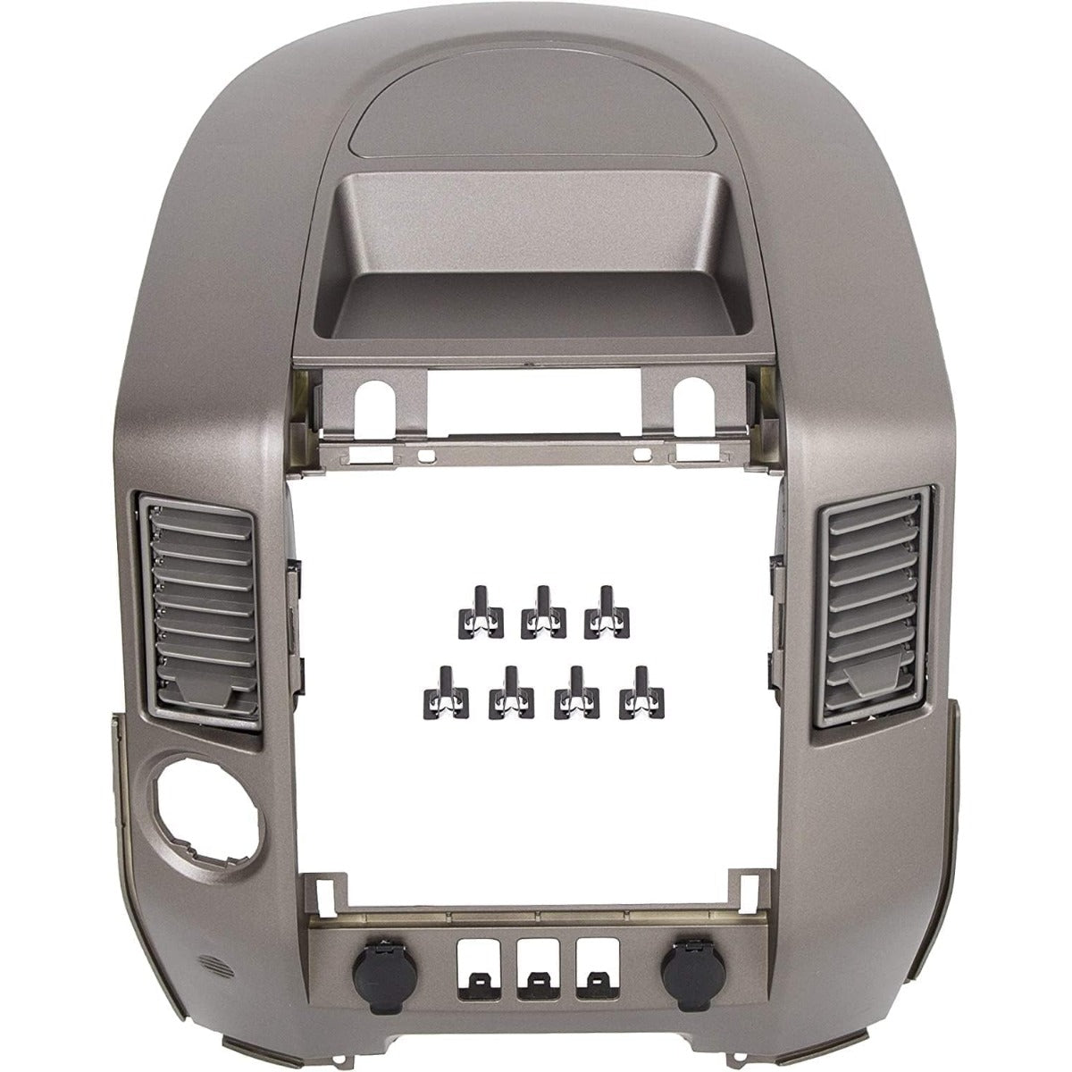 Center Dash Audio A/C Instrument Panel Bezel Cover Lid Compatible with Nissan 2004-2006 Titan XE SE Armada SE Replacement for 682578S800 Dashboard Finisher Bezel - Gray WITHOUT Center Speaker