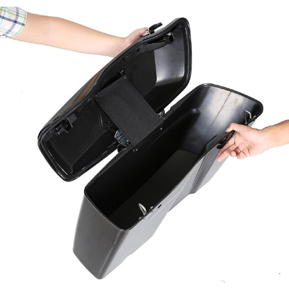 Hard Saddlebags w/Conversion Brackets  for  Harley Softail Fatboy Heritage 1984-2017 Fat Boy Deluxe Motorcycle Saddle Bags Black - 2 Packages