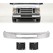 ALMULOO Front Bumper Face Bar+Bracket Compatible with 2008-2014 Ford E-150/E-250 & 2008-2019 Ford E-350/E-450 Super Duty Replace 8C2Z17757B/8C2Z17B884A/8C2Z17B883A/FO1002410/FO1066176/FO1067176