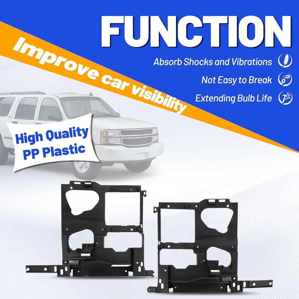 Headlight Bracket Pair Compatible with 1999-2002 Chevy Silverado GMC Sierra Headlamp Mounting Panel Replacement for 15798920 GM1221122 15798919 GM1221121