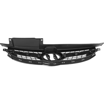 Front Upper Grille Compatible with 2011-2013 Hyundai Elantra Sedan 86350-3X000 Bumper Radiator Hood Grill Assembly Chrome Black+Silvery
