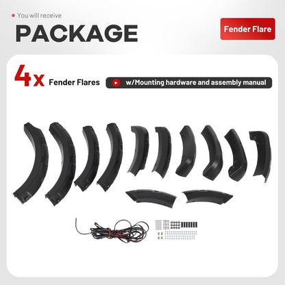 Fender Flares Compatible with 2017-2024 Nissan Titan | 4Pcs Wheel Arch Covers Plastic(PP) Textured Black