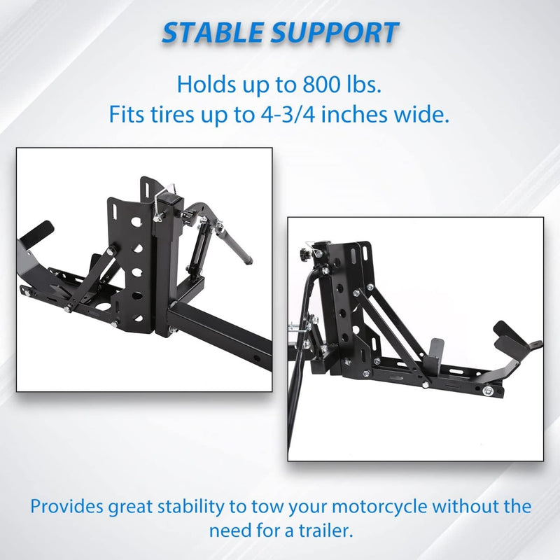 800LBS Motorcycle Trailer Hitch Scooter Hauler Mount Rack 2" Motorcycle Tow Carrier Receiver Heavy Duty Steel LYA-043