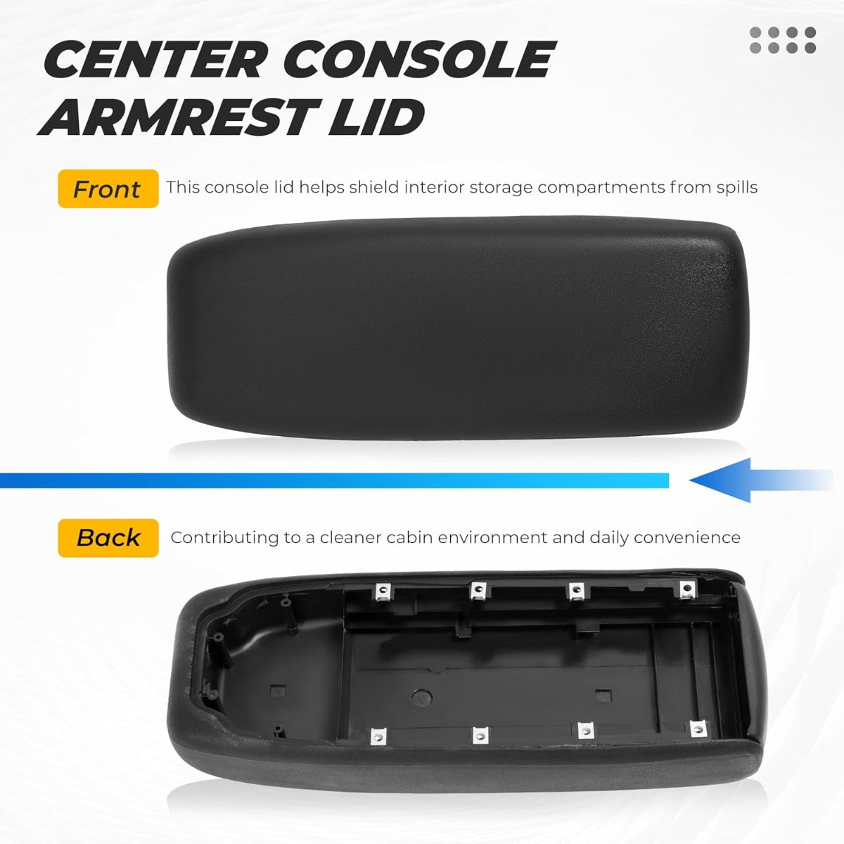 Center Console Armrest Lid Compatible with 2004-2011 Ford Ranger Replacement for 3L5Z-10644A22-AAC Plastic Black
