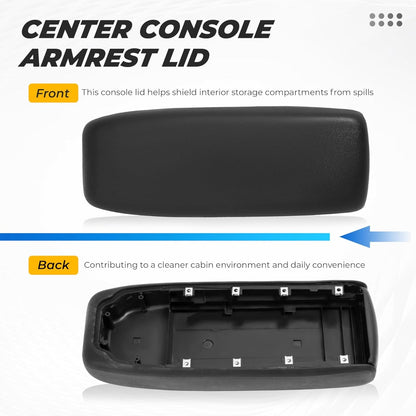 Center Console Armrest Lid Compatible with 2004-2011 Ford Ranger Replacement for 3L5Z-10644A22-AAC Plastic Black