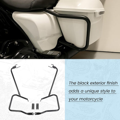 ECOTRIC Saddlebag Bracket Guard Bars Compatible with 2014-2024 Harley Davidson Touring Street Road Glide FLH Saddle Bags Guard Mount Black