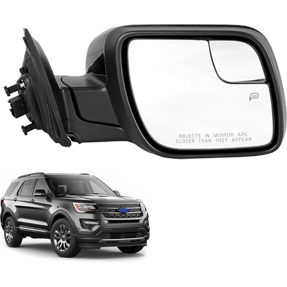 ECOTRIC Passenger Side Mirror w/Puddle Heated Turn Signal Light Compatible with 2011-2019 Ford Explorer Replacement for FO1321554 7Pins