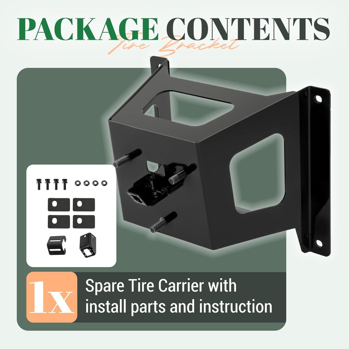 Spare Tire Carrier Mount Rack Holder Bracket Compatible with 2010-2014 Toyota FJ Cruiser Steel Powder Coated