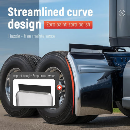 34" x 24" Quarter Fenders for Semi Trucks,  for  Freightliner Peterbilt Kenworth Volvo Mack, 304 Stainless Steel Mirror-Finished Fenders Right & Left