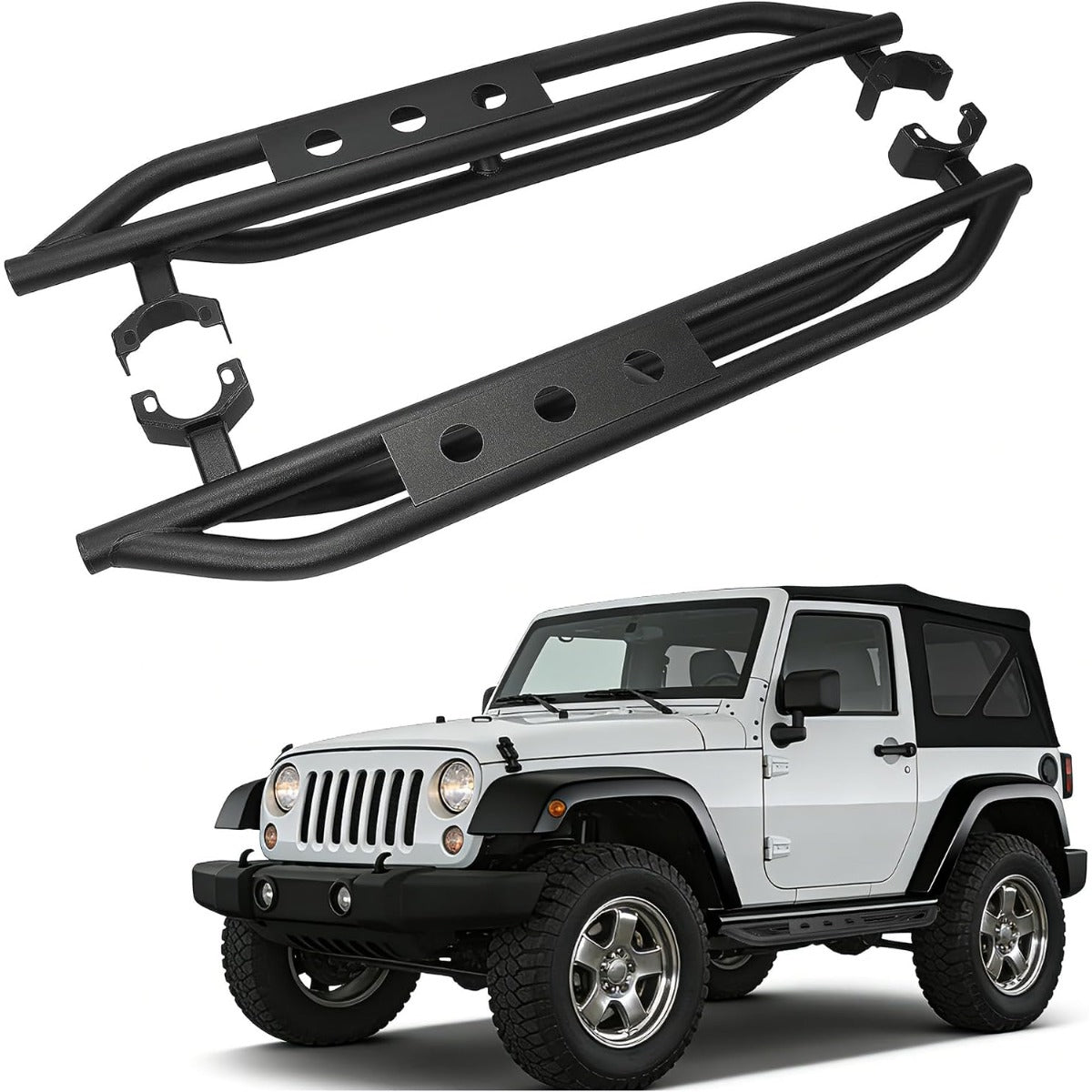 ALMULOO 54" Running Board Step Armor Compatible with 07-18 Jeep Wrangler JK