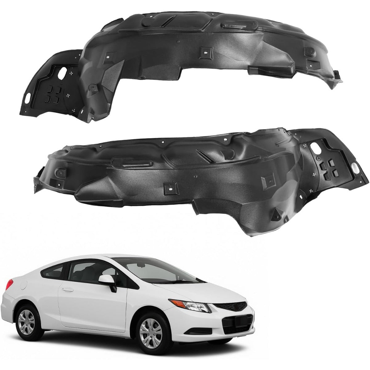 Front Pair Fender Liner Inner Panel for 2012-2015 Honda Civic Replacement for Wheel Liner Splash Shields Guard Driver & Passenger Side