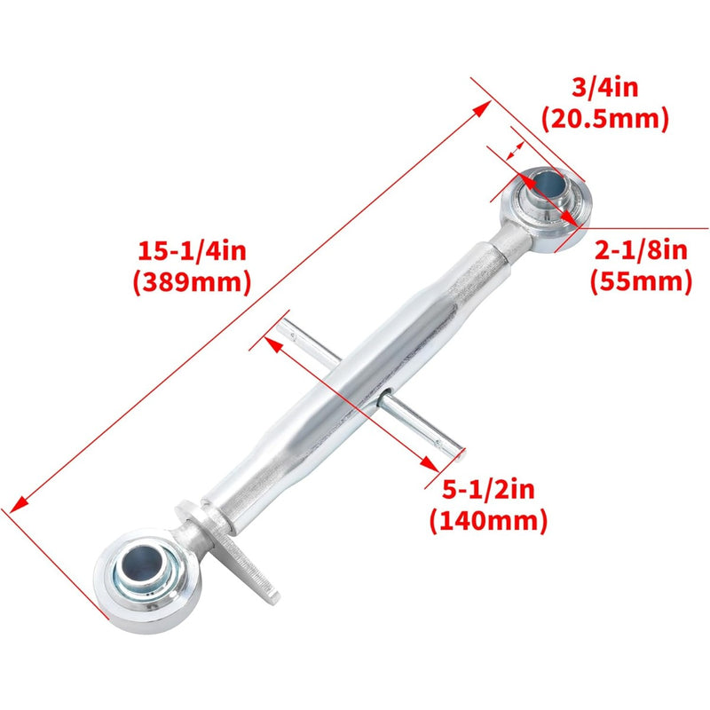 KUAFU 3-Point Hitch Top Link Fit Category 1 Tractors Three-Point Hitch Part 15" Body Adjustable Galvanized