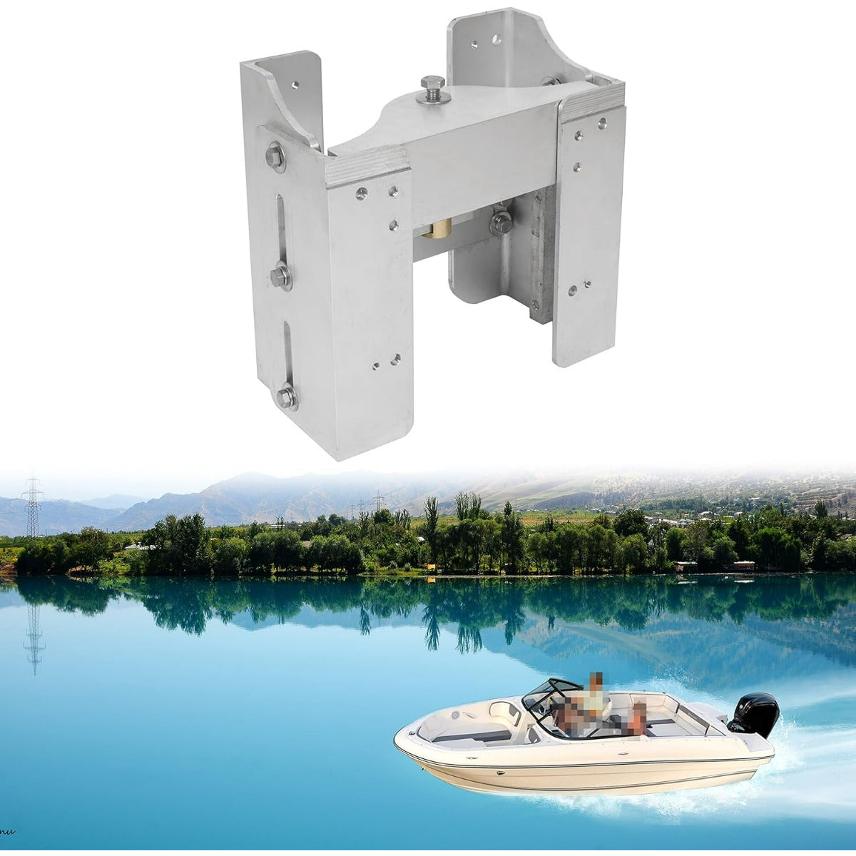 Jack Plate Adjustable 8 Inches Outboard Boat Jack Plate Aluminum Manual Power-Lift LYOM-057