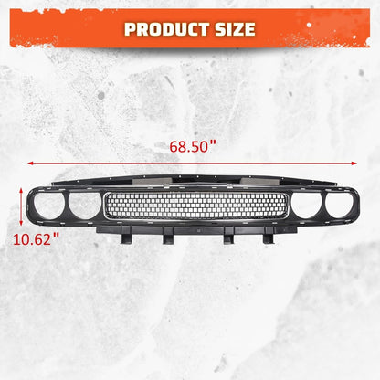 New Front Grill Grille Assembly w/Chrome Trim Bezel Molding Upper Compatible with 2008-2014 Dodge Challenger Replacement for CH1200338
