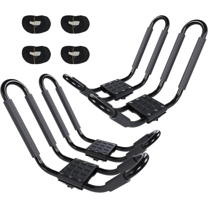 Kayak Roof Rack J-Bar Rack HD Universal Kayak Carrier Holder Canoe Boat Surf Ski Board Roof Top Mounted on Crossbar for Car SUV Truck Set of 4 LYA-011-P