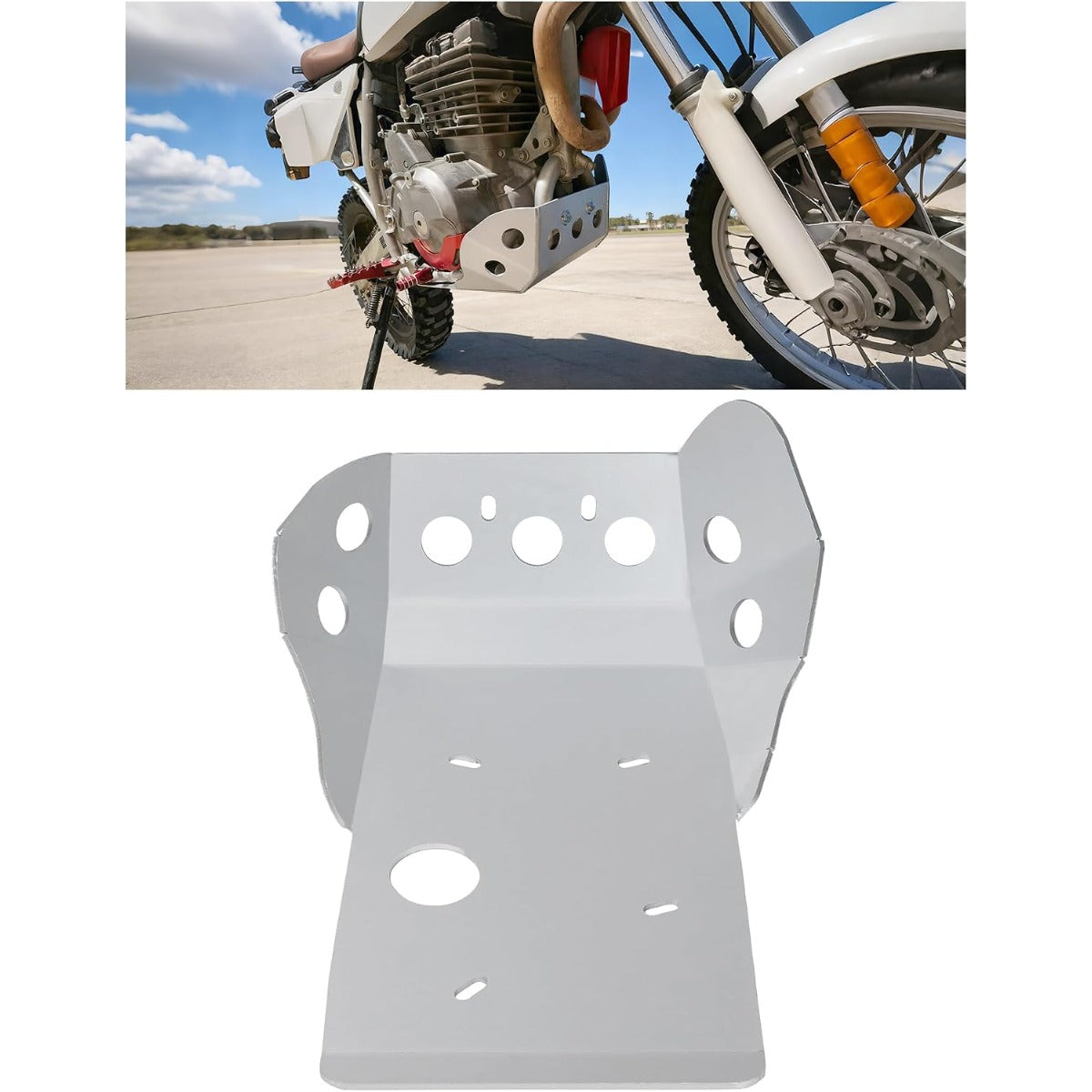 Aluminum Skid Plate Compatible With 1992-2021 HONDA XR650L models; 1989-2000 HONDA XR600R models