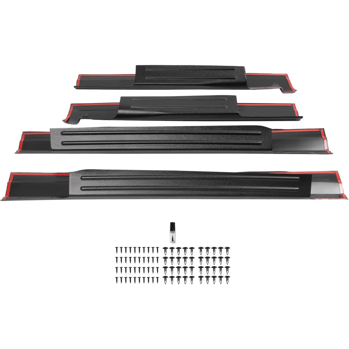 2Pcs Rocker Panel Guard Compatible with 2009-2014 Ford F-150 Crew Cab Side Rocker Guards Sill Plate Cover Plastic(PE) Black Textured Driver + Passenger Side