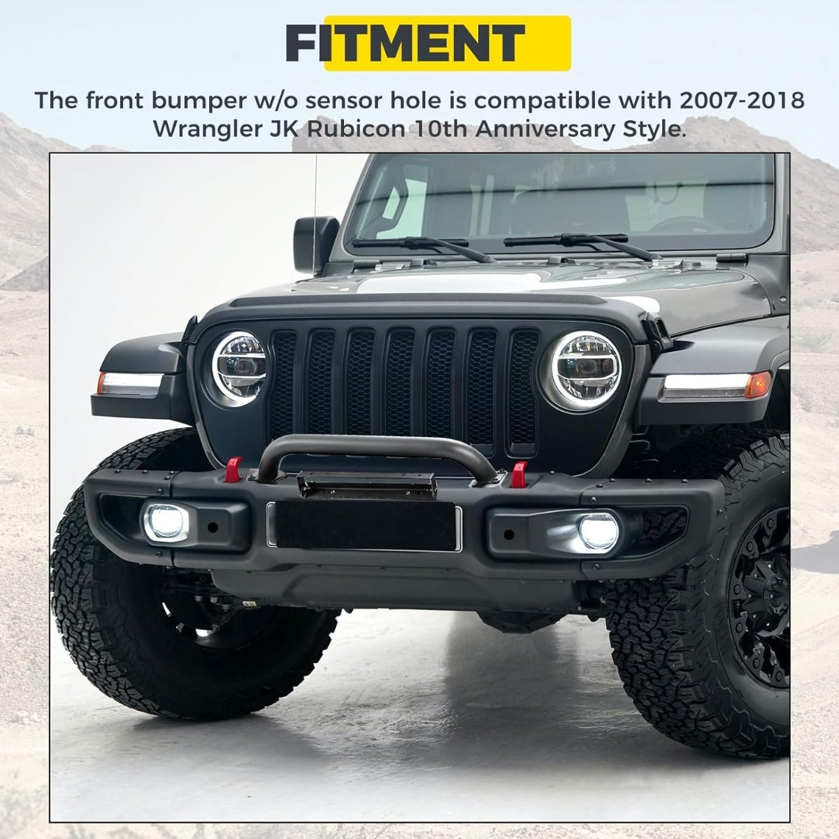 KUAFU Front Bumper Compatible with 07-18 Wrangler JK Rubicon